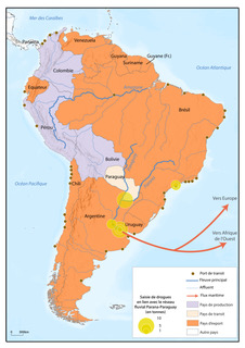 Cartographie des filières d'exportation de la cocaïne via le réseauhydraulique Paraguay-Panama @R KERBIRIOU